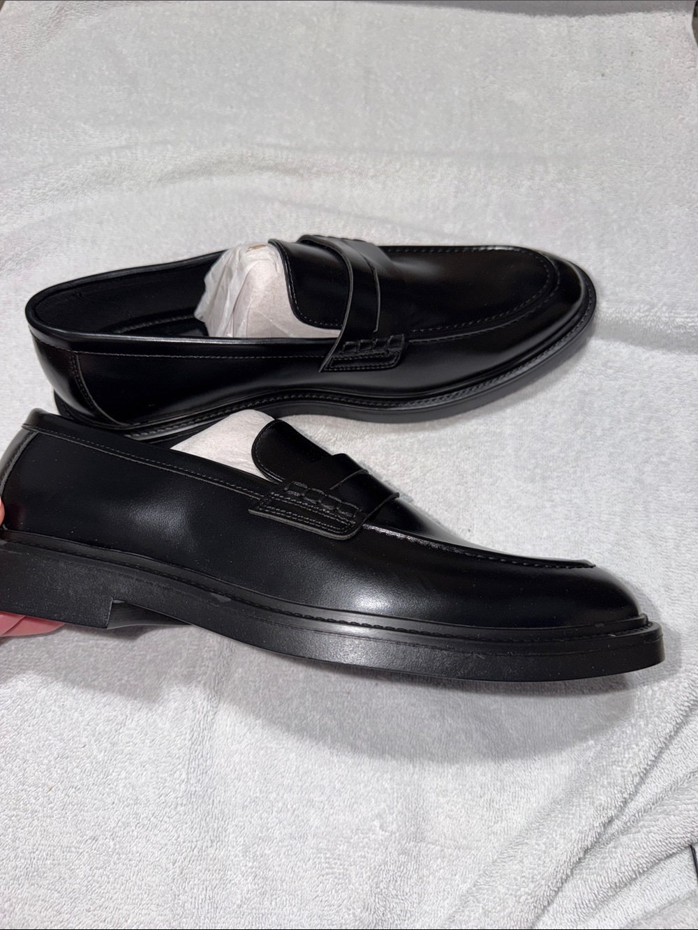 H&M Black Leather Penny Loafers - Classic Slip-On Dress Shoes